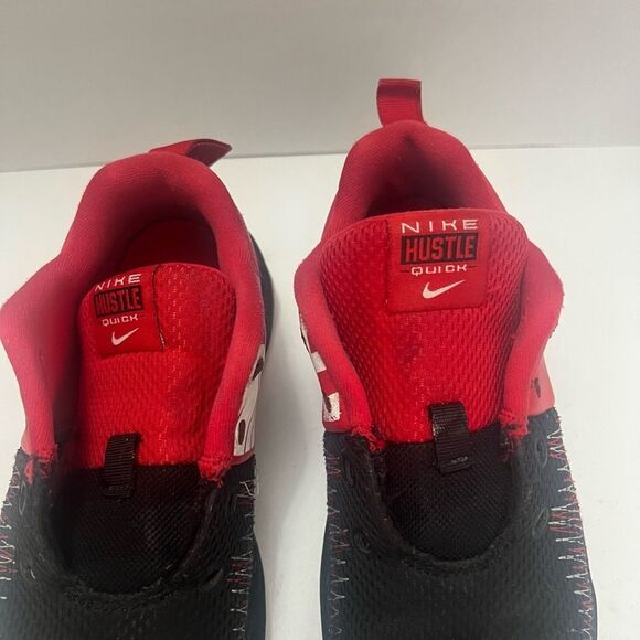 NIKE Hustle Quick Sneakers Youth Sz 2 Red Leather Mesh Cushioned‎ Athletic Shoes - Picture 13 of 15